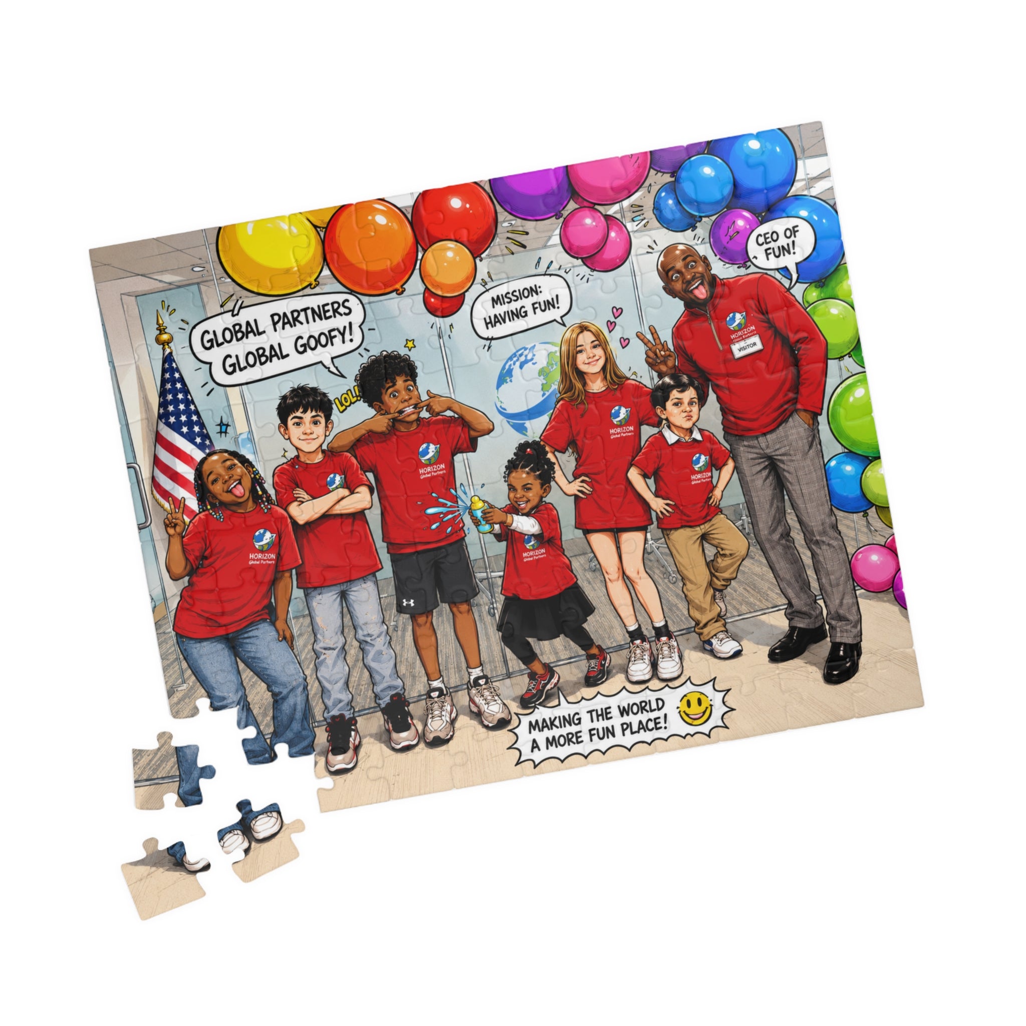 HgP Team Comic-Style Puzzle — "Making the World a More Fun Place" (110–1014 pcs)