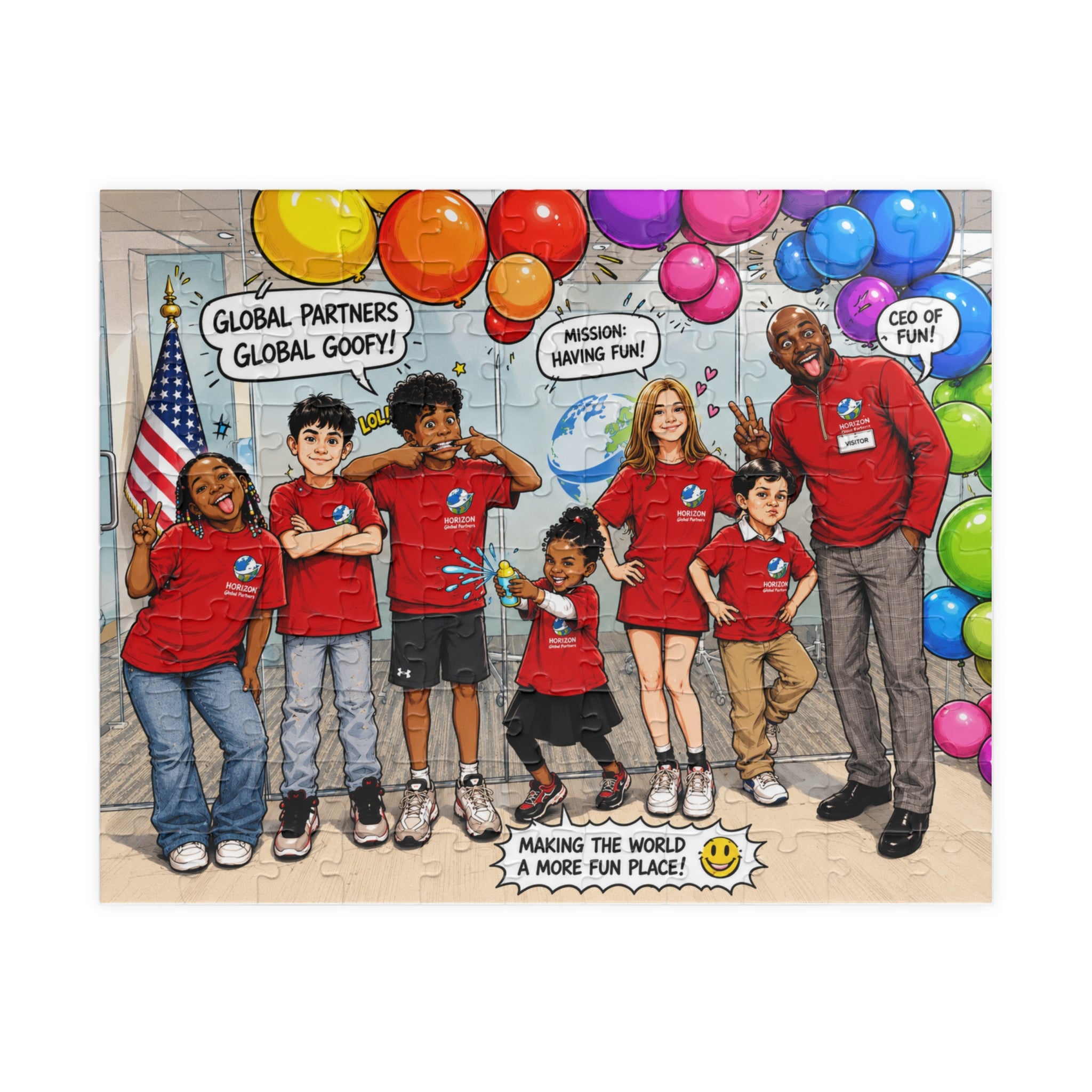 HgP Team Comic-Style Puzzle — "Making the World a More Fun Place" (110–1014 pcs)